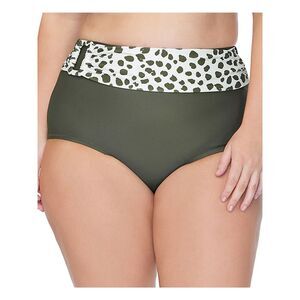 RAISINS CURVE Women's Green Stretch Belted Mombasa Bikini Swimsuit Bottom 18W